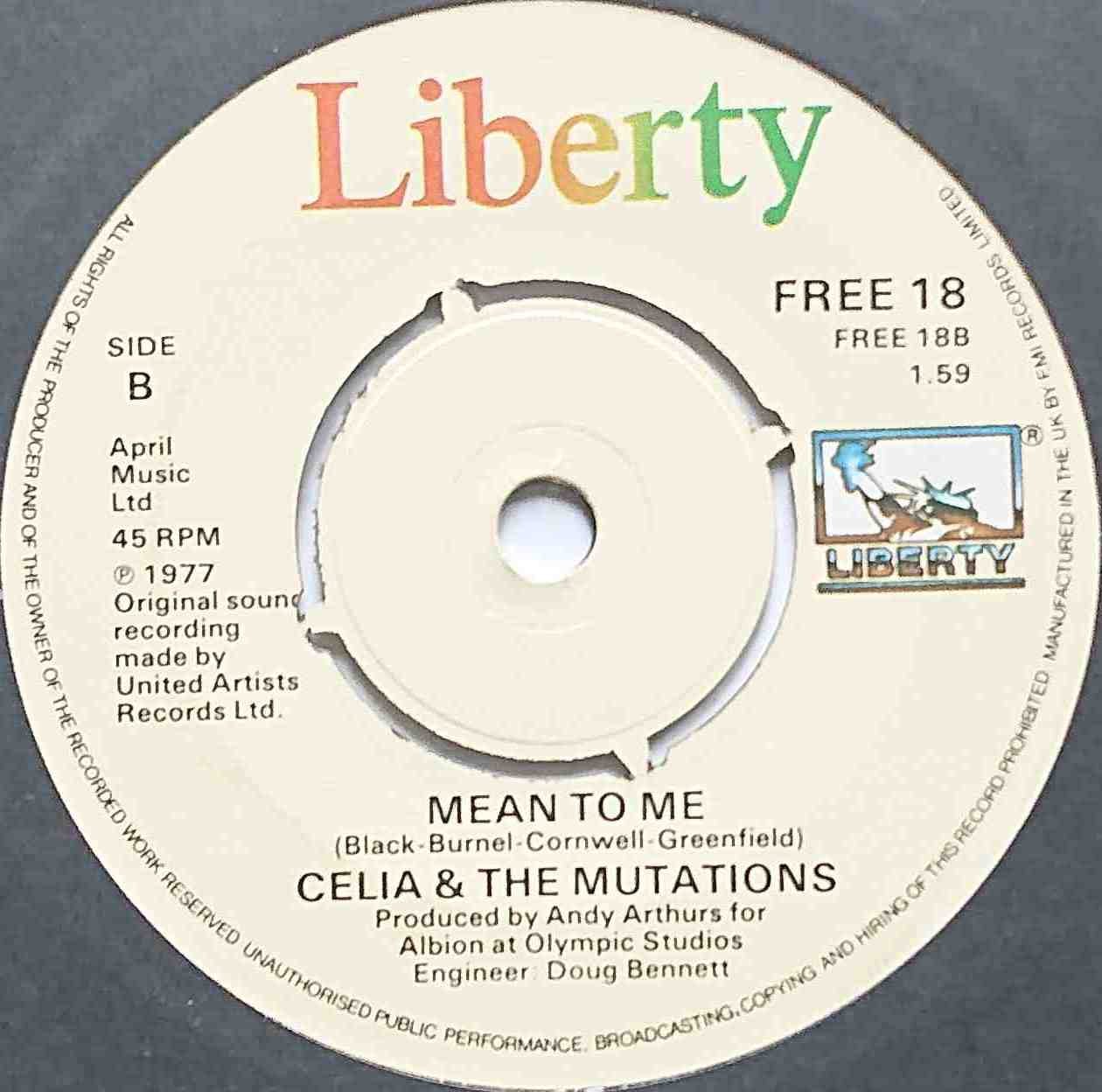 FREE 18 Mony mony Celia and the Mutations from The Stranglers Label